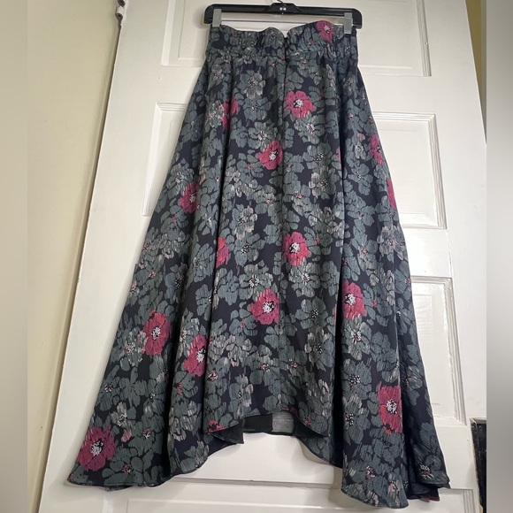 What Goes Around Comes Around silk hi lo skirt floral S asymmetrical vintage - Picture 2 of 8